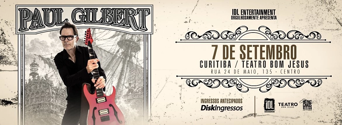 Paul Gilbert em Curitiba - 07/09/2026 - DiskIngressos