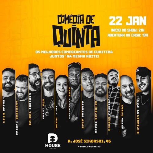 Dhouse Apresenta – Comédia de Quinta 22/11