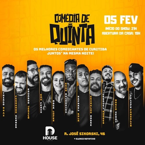Dhouse Apresenta – Comédia de Quinta 05/02