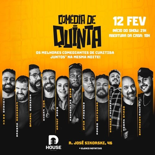 Dhouse Apresenta – Comédia de Quinta 12/02